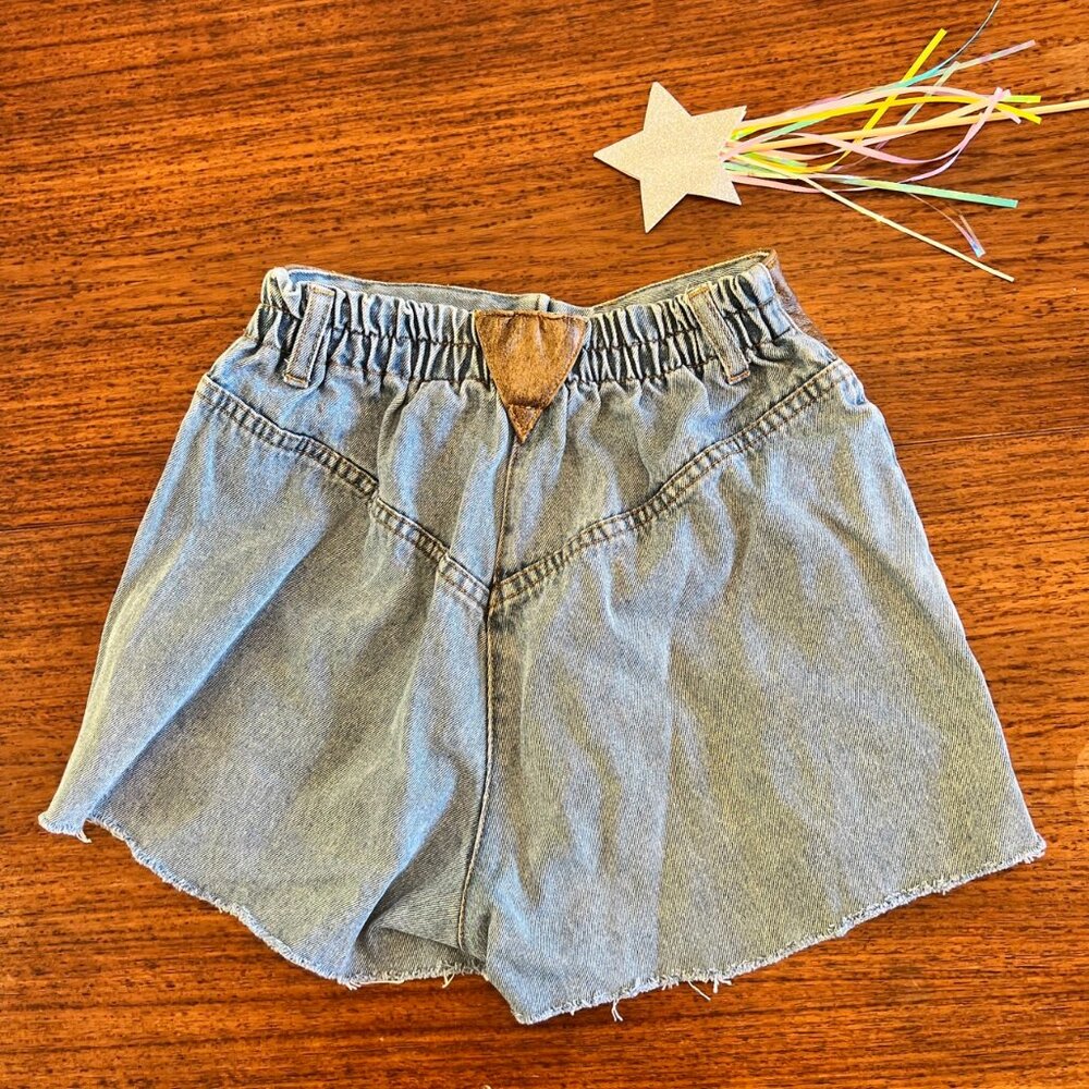 Vintage Leather High Waisted W Pleats Denim Short Cut Offs - Picture 7 of 7